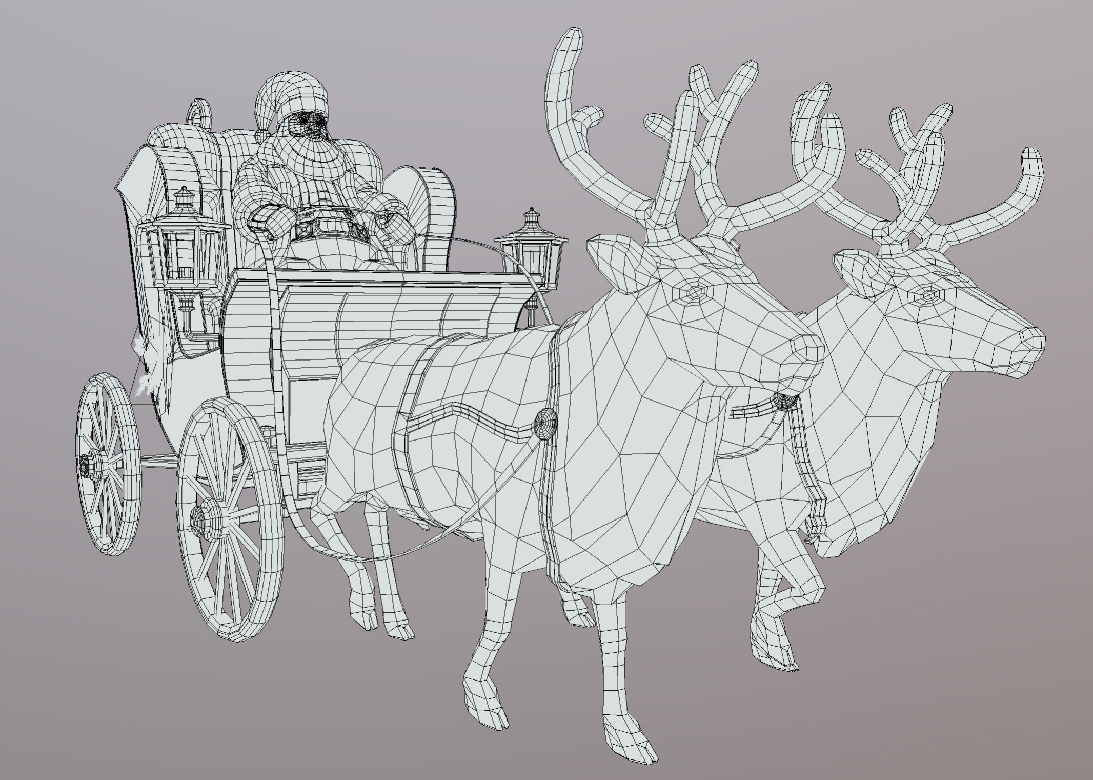 Lowpoly Santa Reindeer Set Low-poly 3D model_3