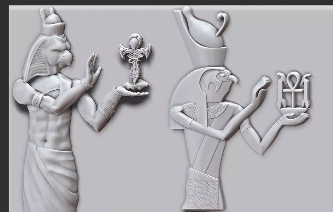 pharaoh horus statue - wall panel relief 3D print model