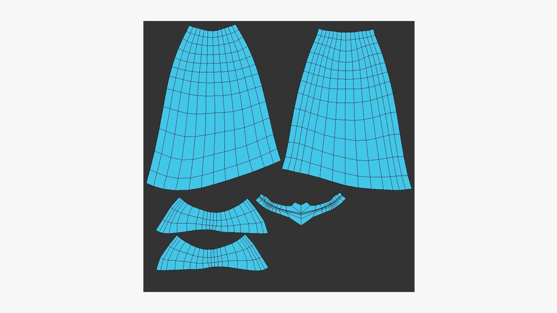 Female Witch Outfit A02 - Character Clothing Design Low-poly 3D model_19