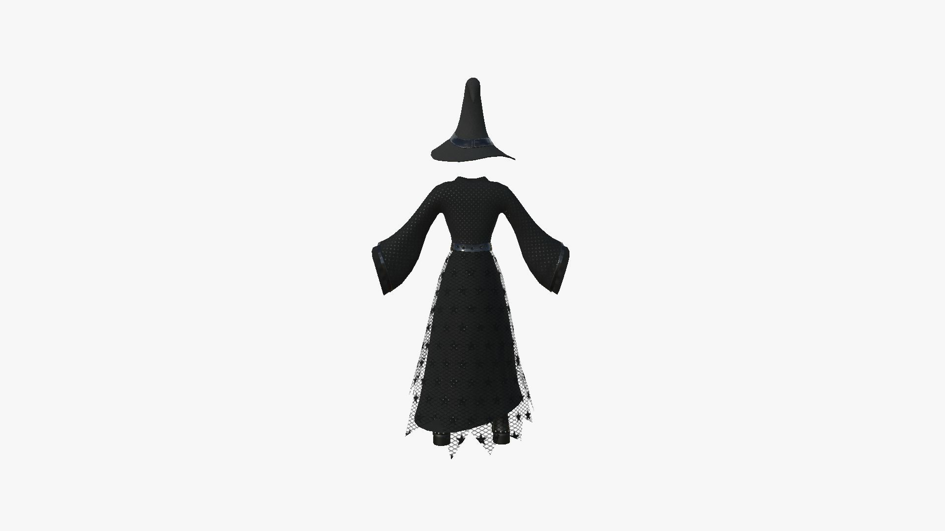 Female Witch Outfit A02 - Character Clothing Design Low-poly 3D model_8