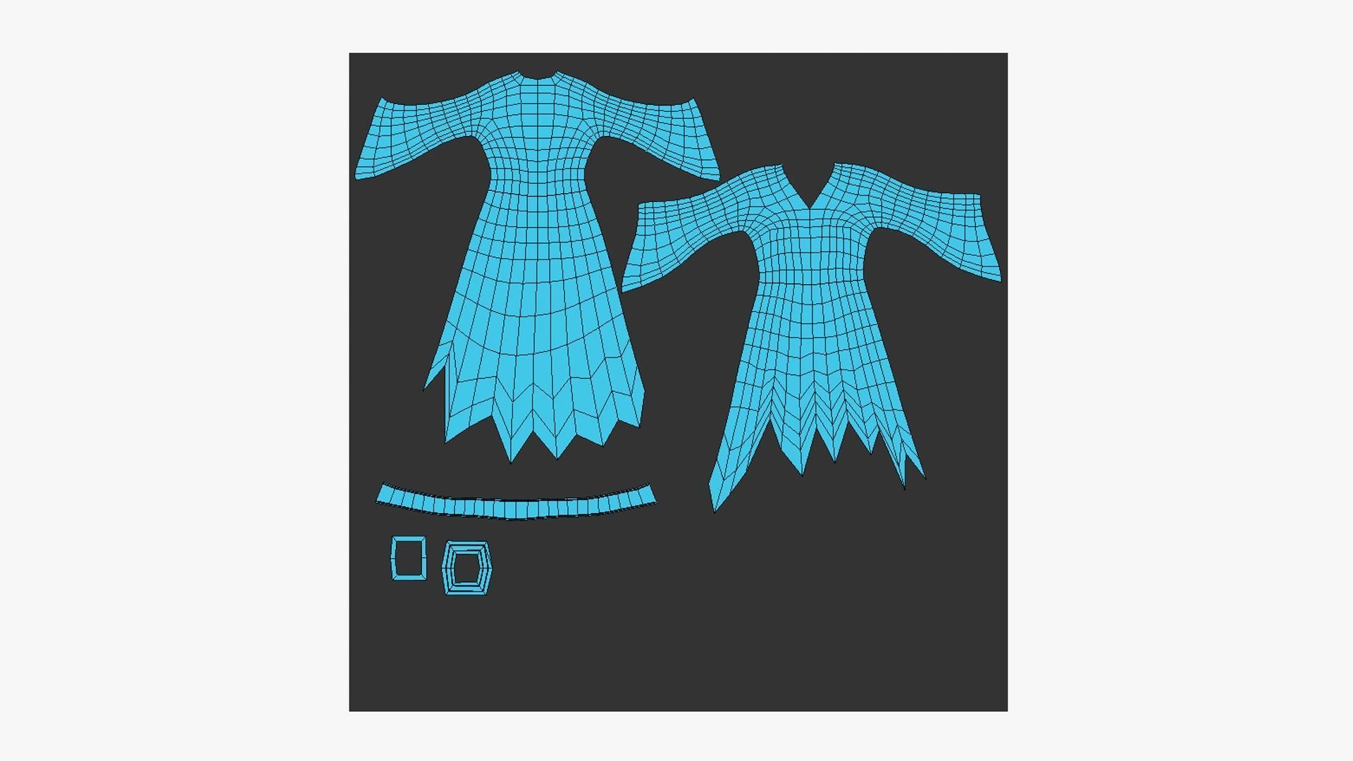 Female Witch Outfit A02 - Character Clothing Design Low-poly 3D model_17