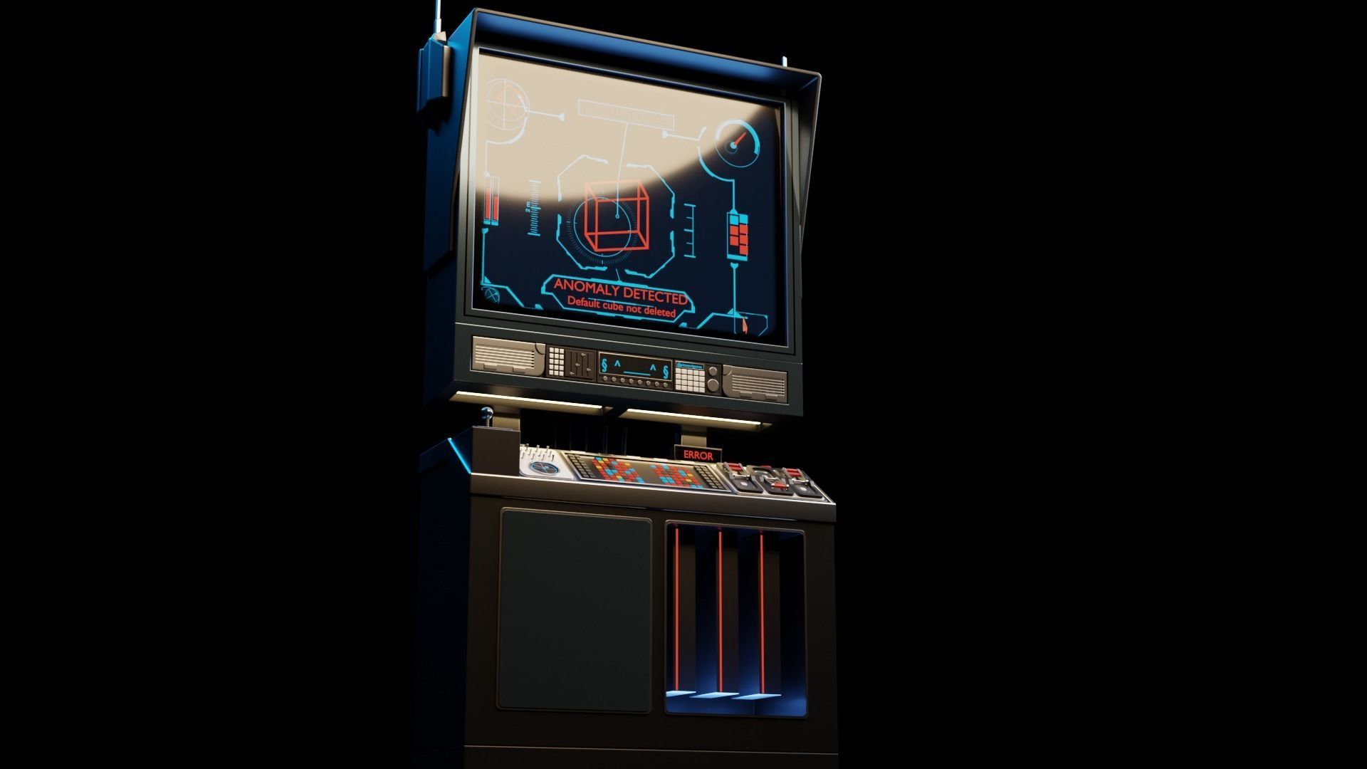 Retro-Futuristic Monitor Computer - Animated 3D model_2