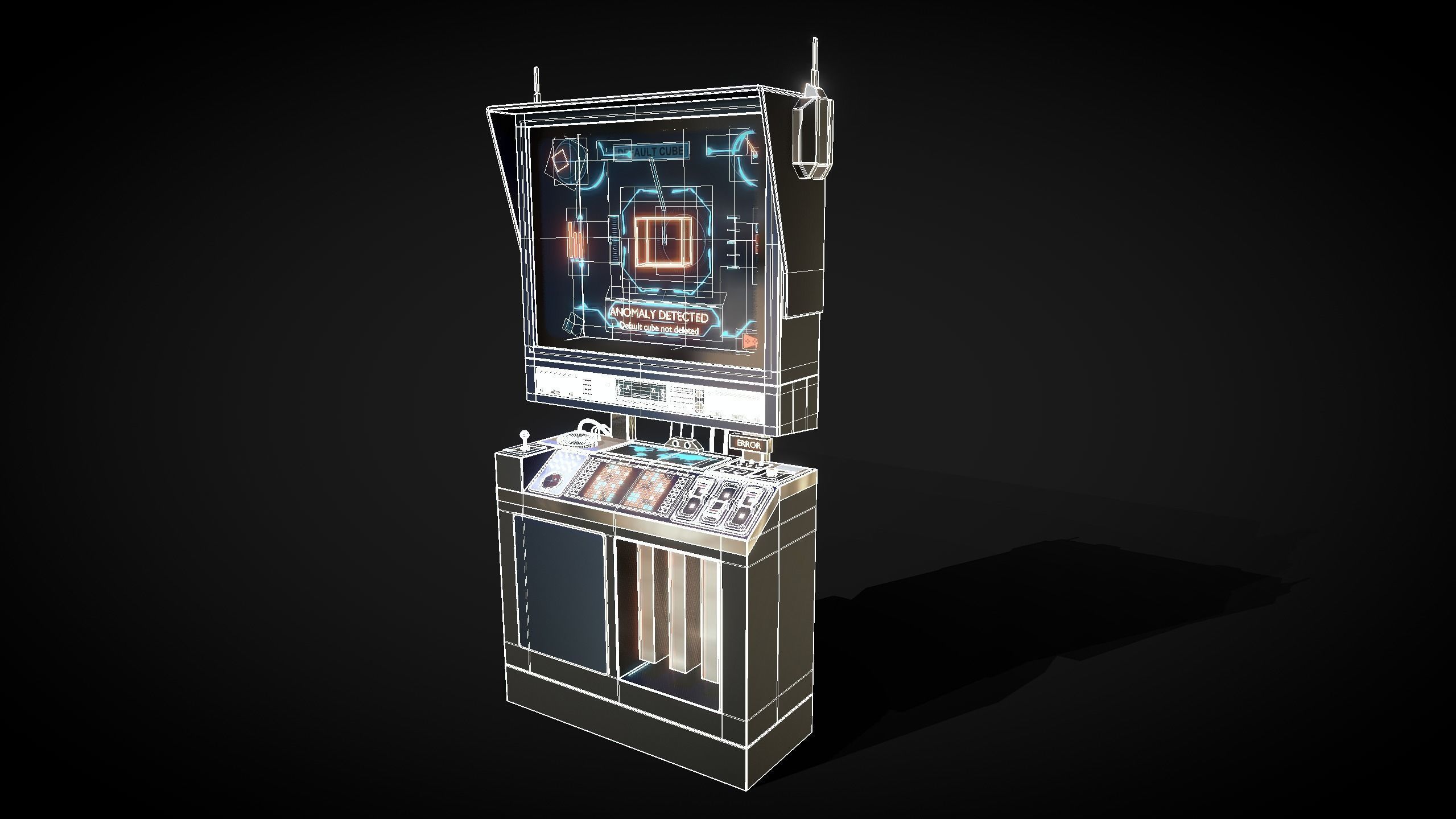 Retro-Futuristic Monitor Computer - Animated 3D model_9