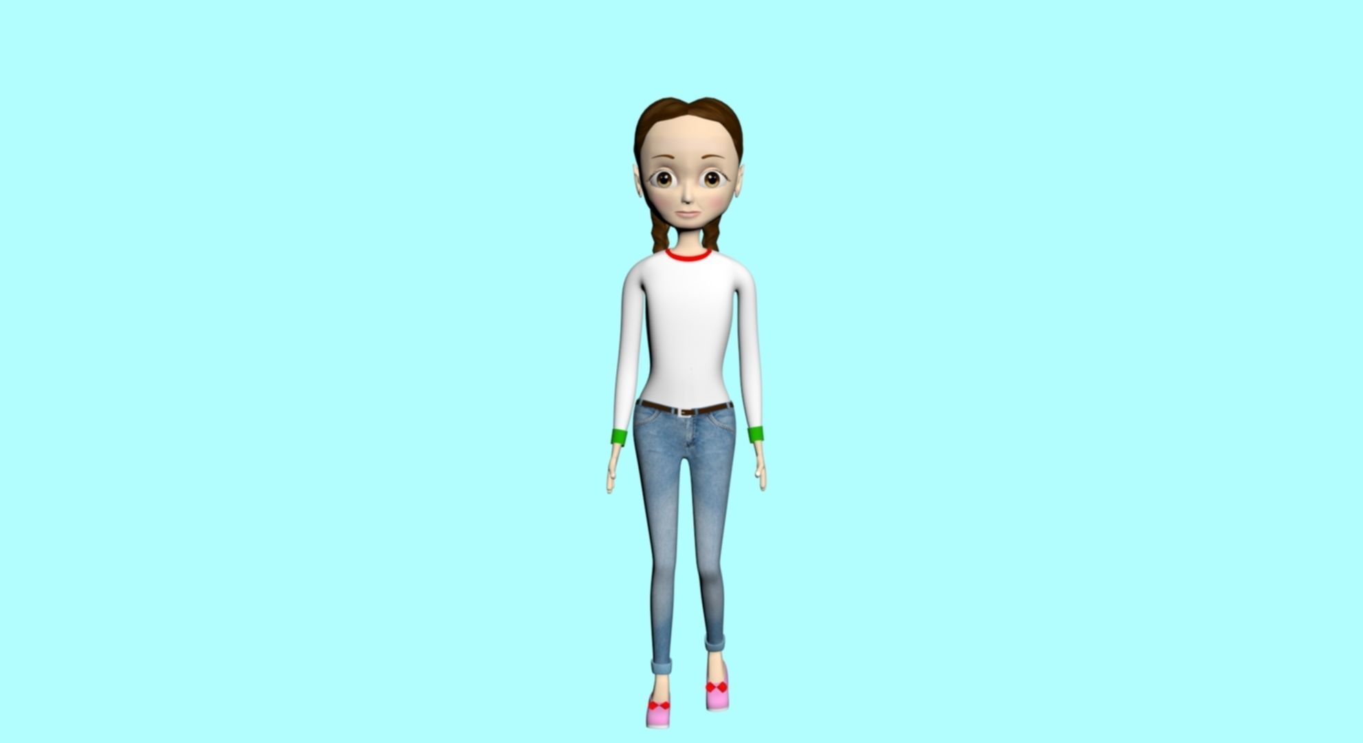 cartoon character girl  3D model_6