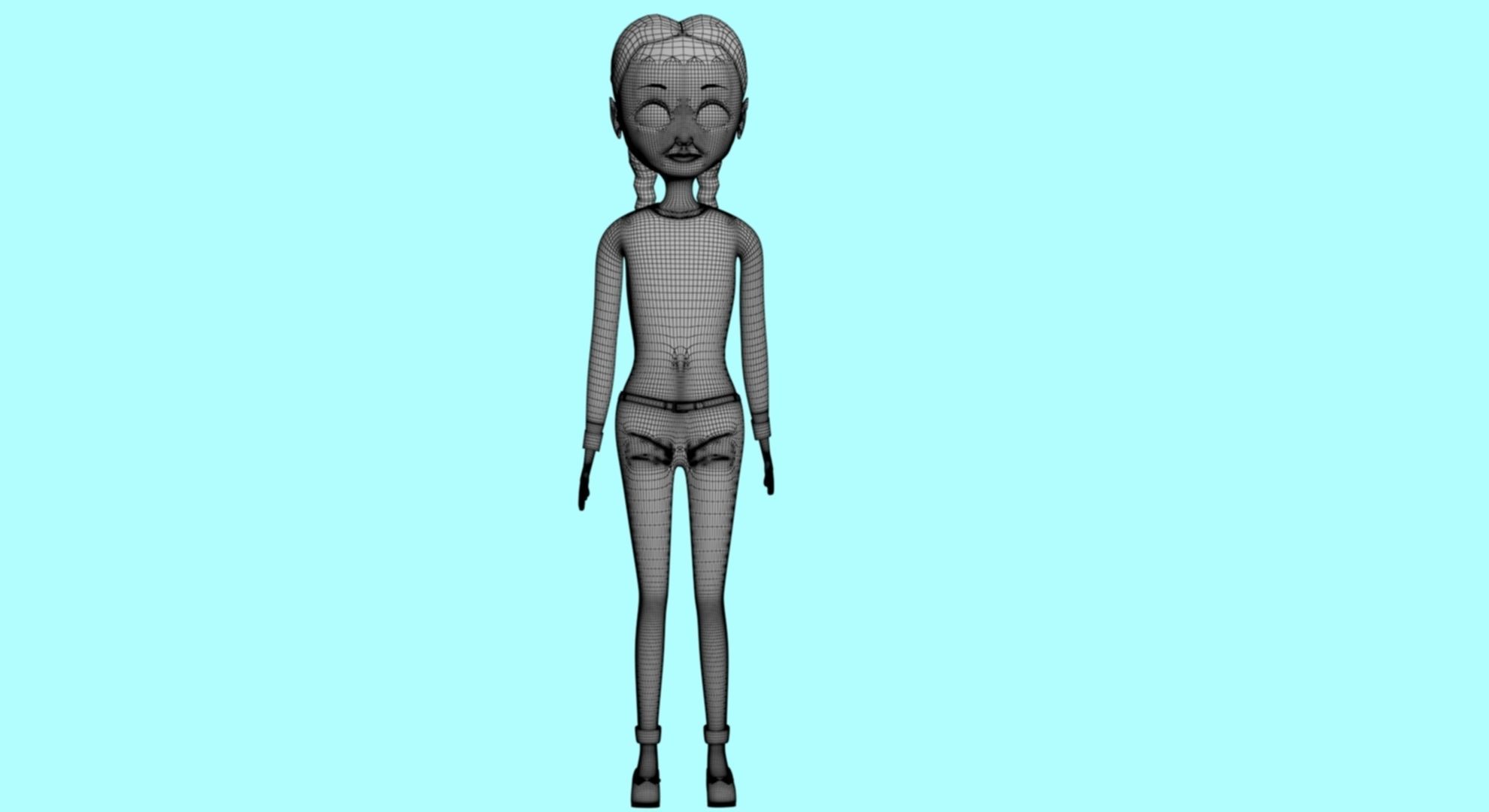 cartoon character girl  3D model_17