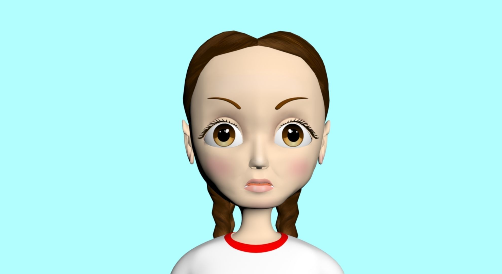 cartoon character girl  3D model_2