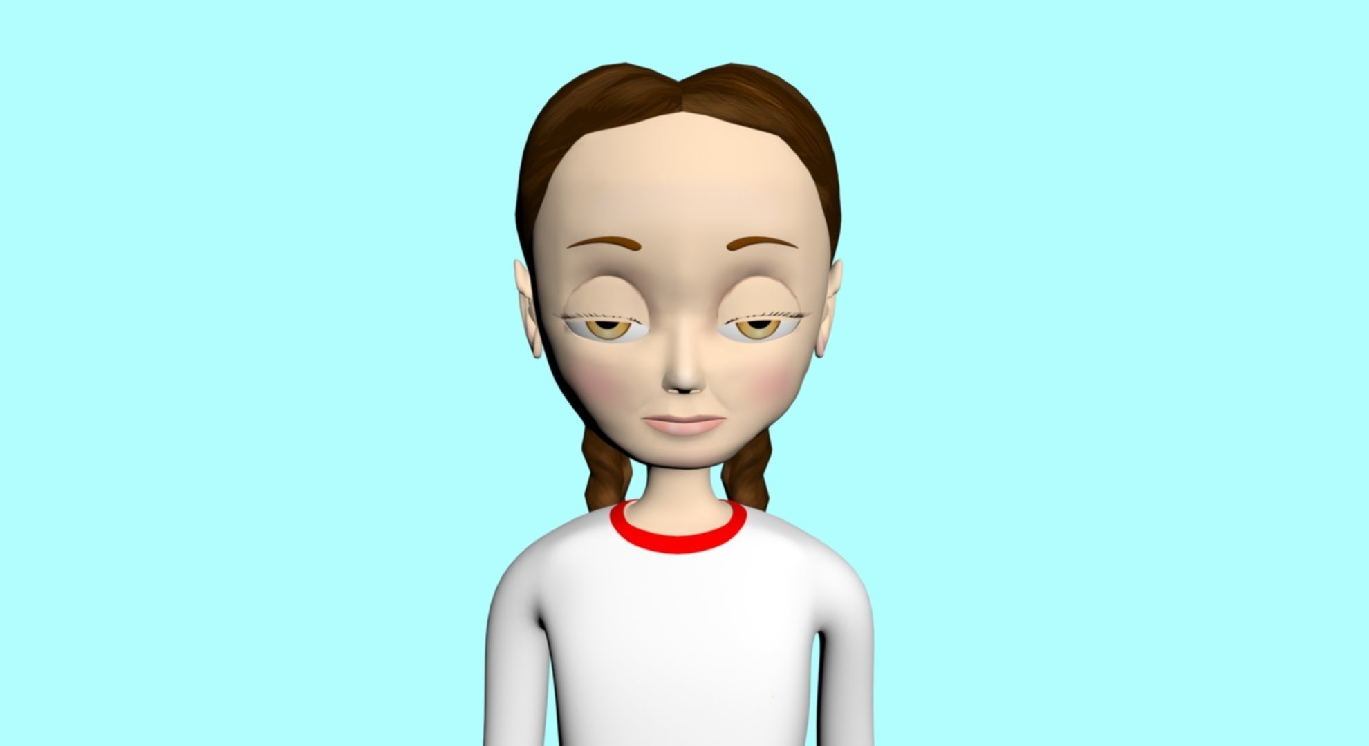cartoon character girl  3D model_5