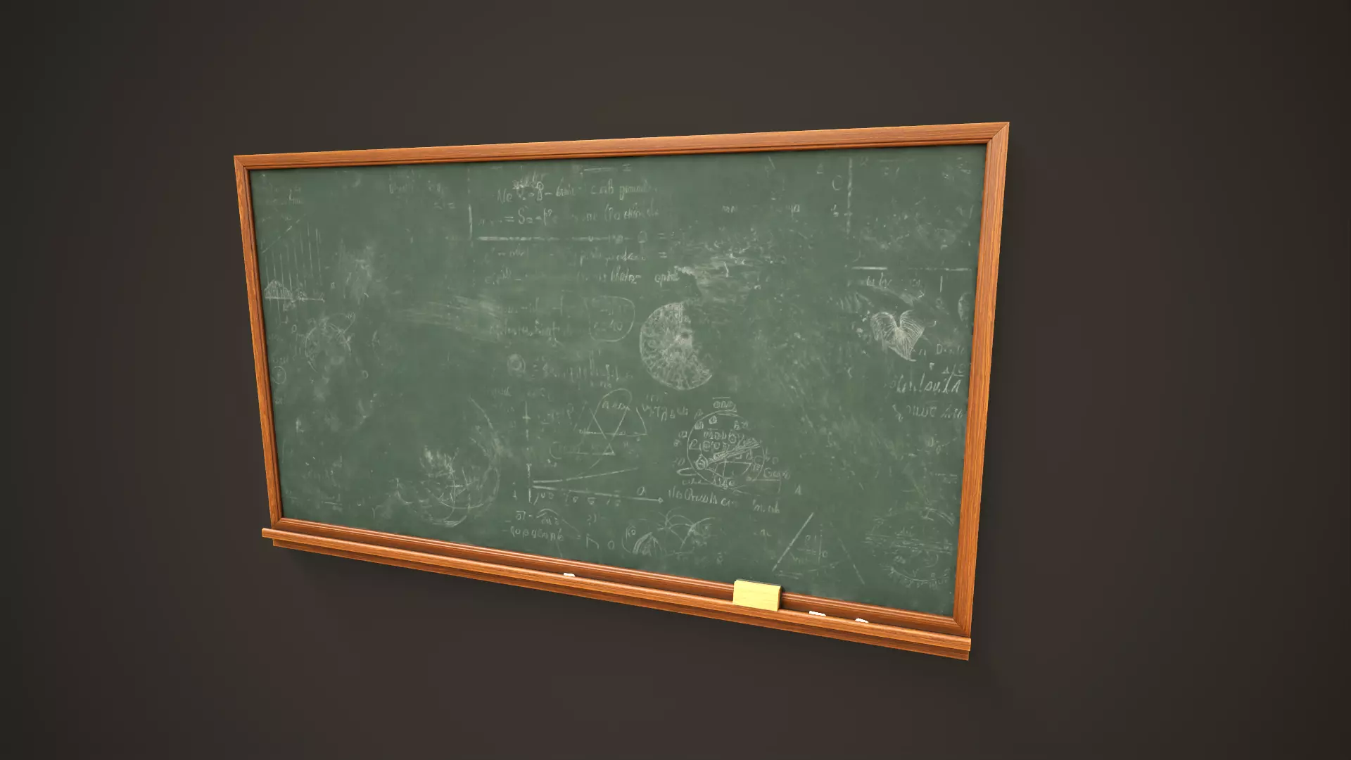 Classic Chalkboard Low-poly 3D model_0