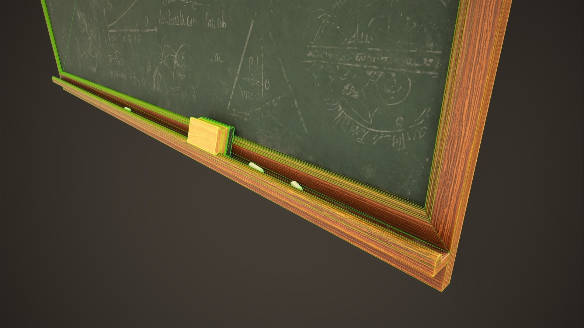 Classic Chalkboard Low-poly 3D model_9