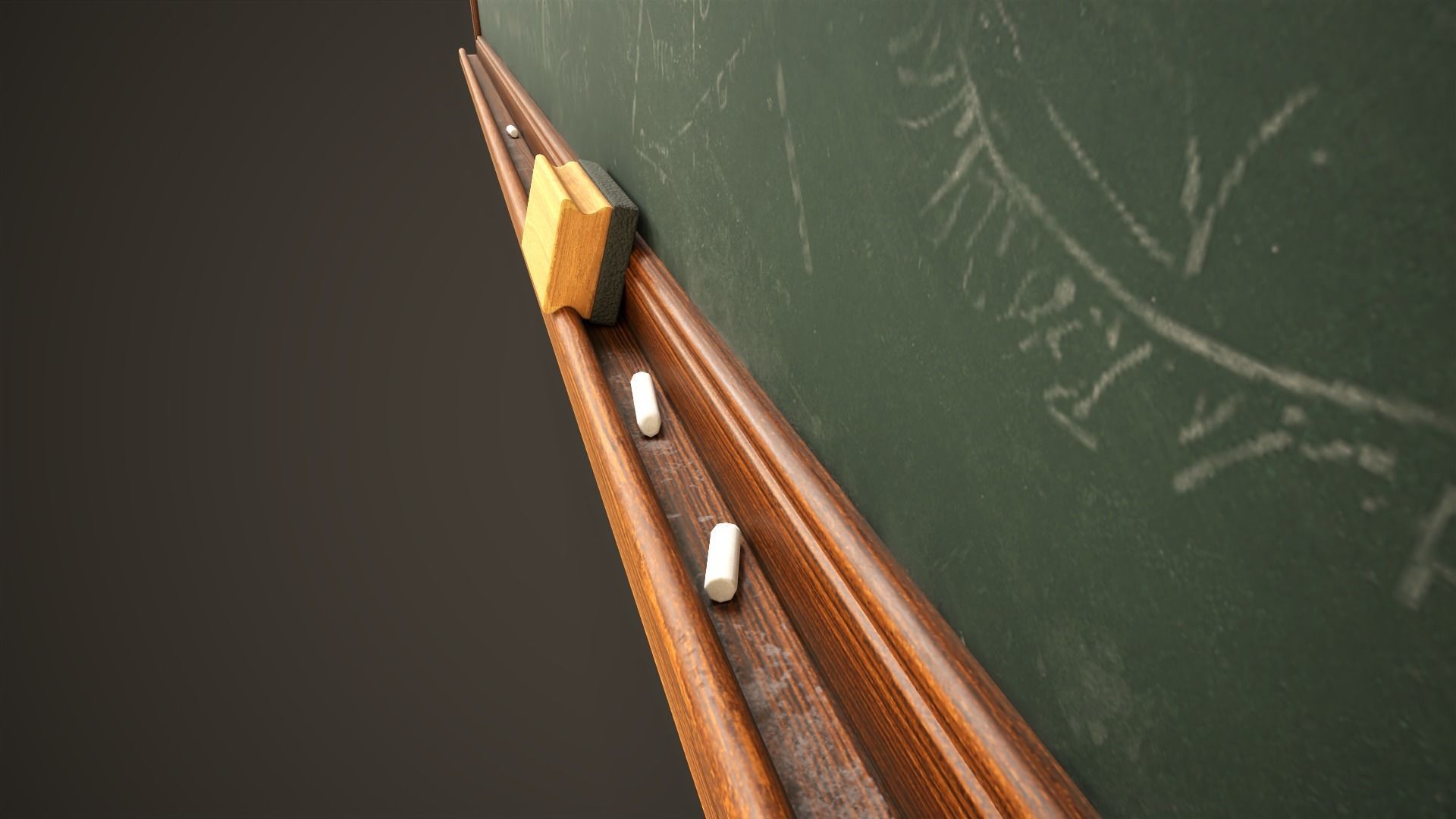 Classic Chalkboard Low-poly 3D model_3
