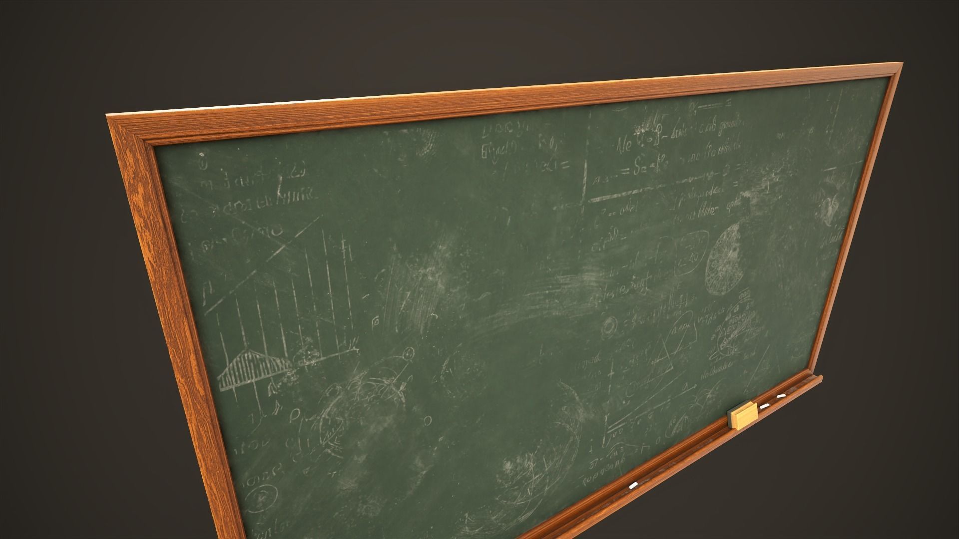 Classic Chalkboard Low-poly 3D model_6
