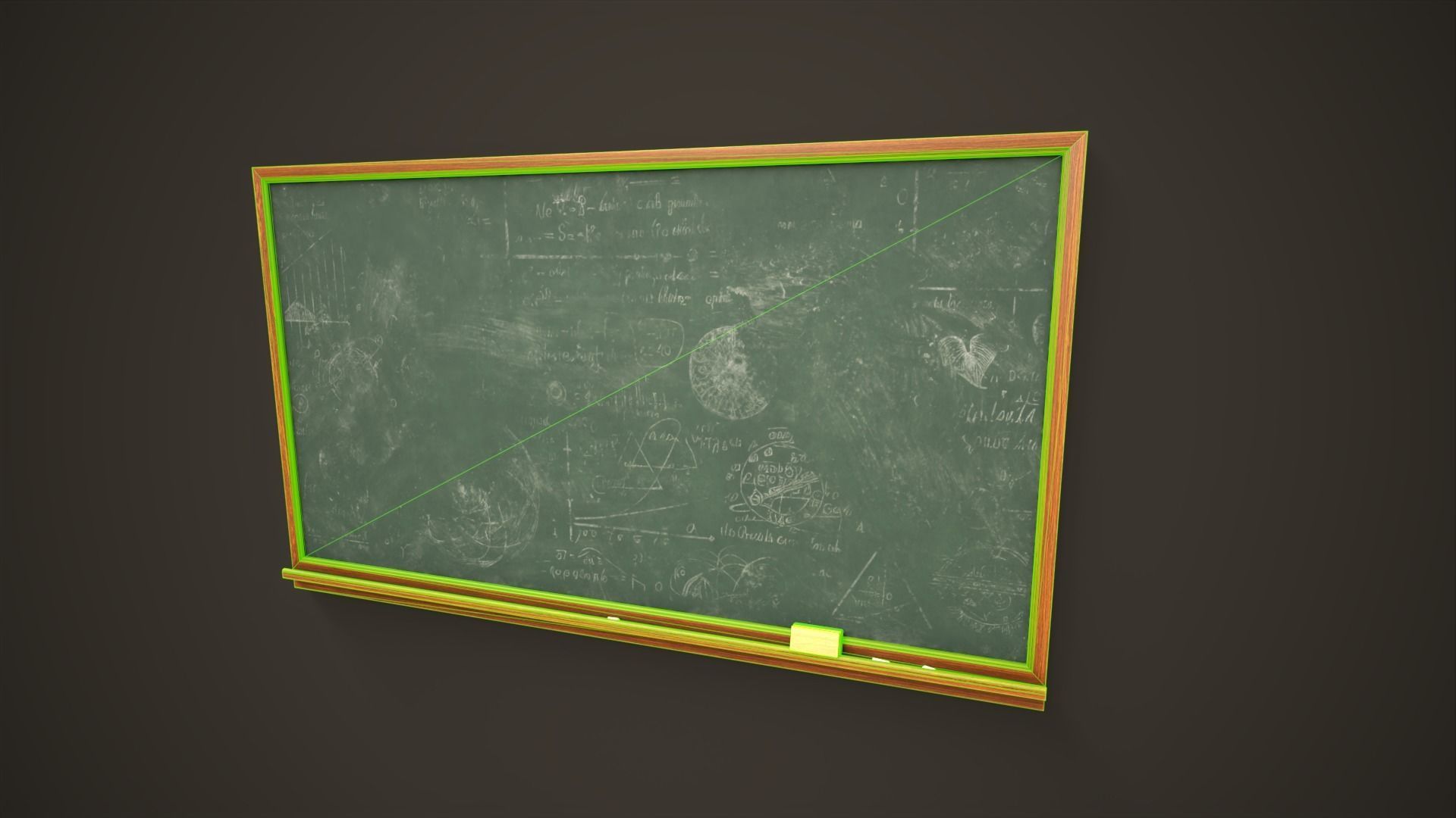 Classic Chalkboard Low-poly 3D model_8