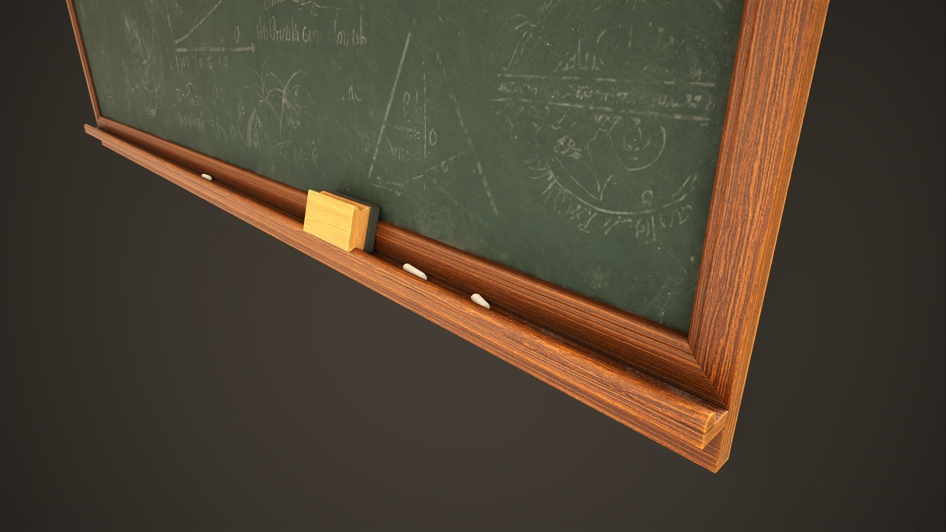 Classic Chalkboard Low-poly 3D model_4