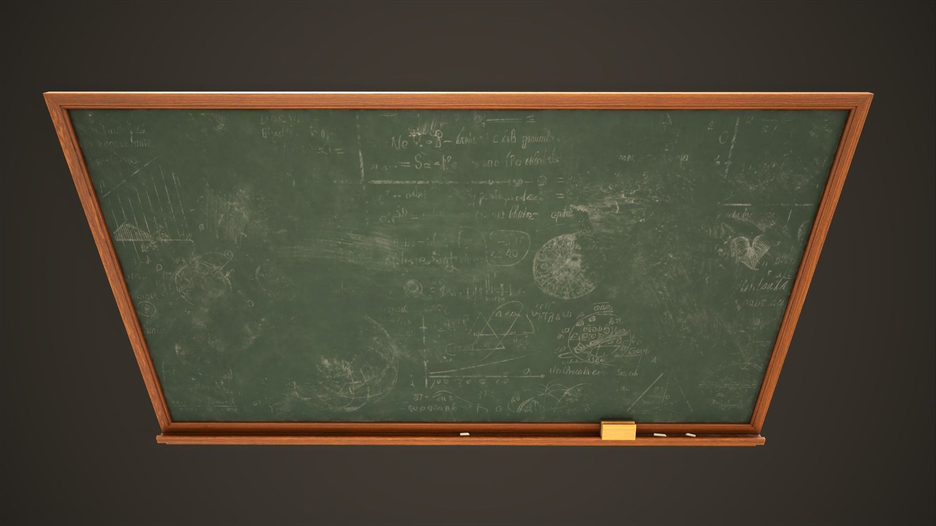 Classic Chalkboard Low-poly 3D model_5