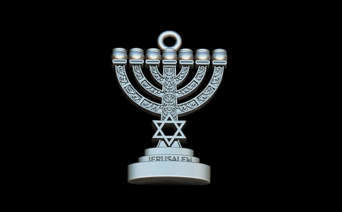 Menorah Pendant 3D print model_3