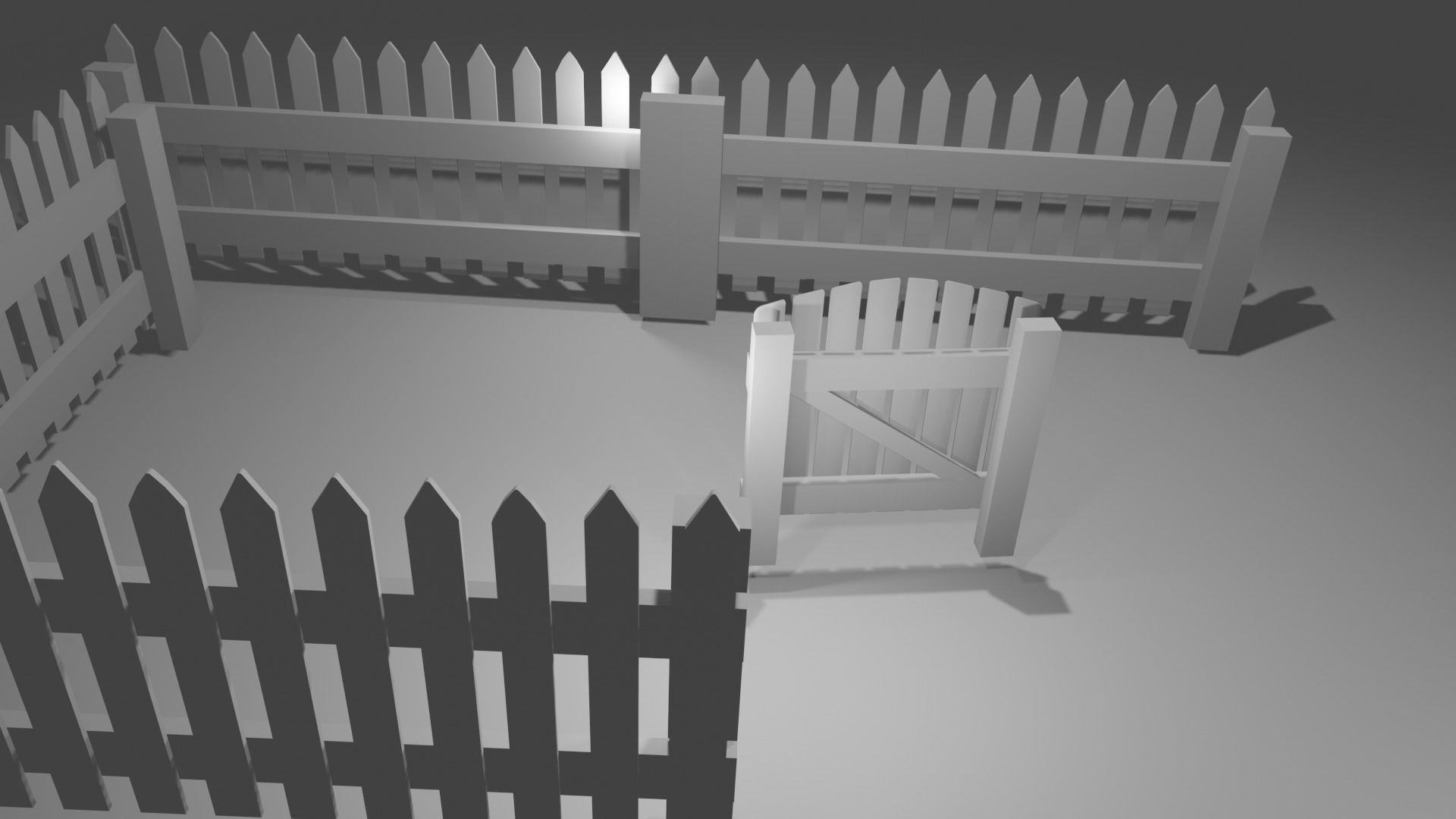 Wood fence lowpoly  Low-poly 3D model_7