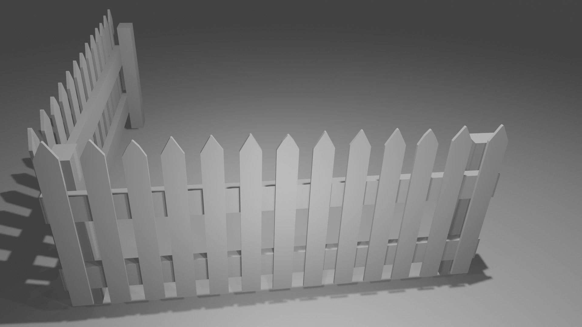 Wood fence lowpoly  Low-poly 3D model_6