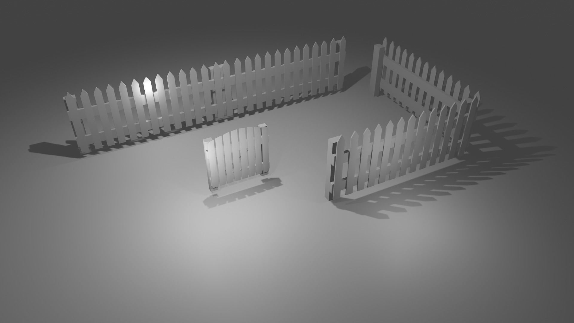Wood fence lowpoly  Low-poly 3D model_4