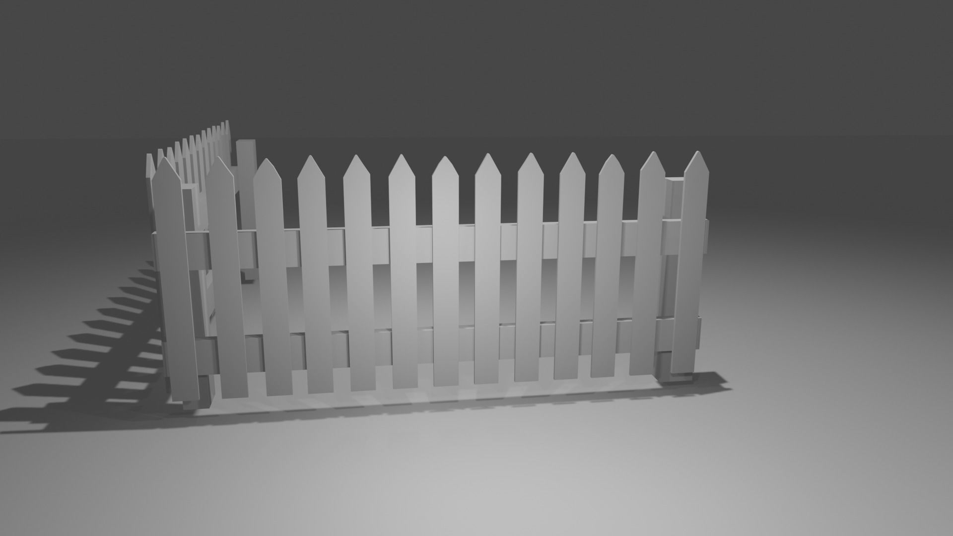 Wood fence lowpoly  Low-poly 3D model_13