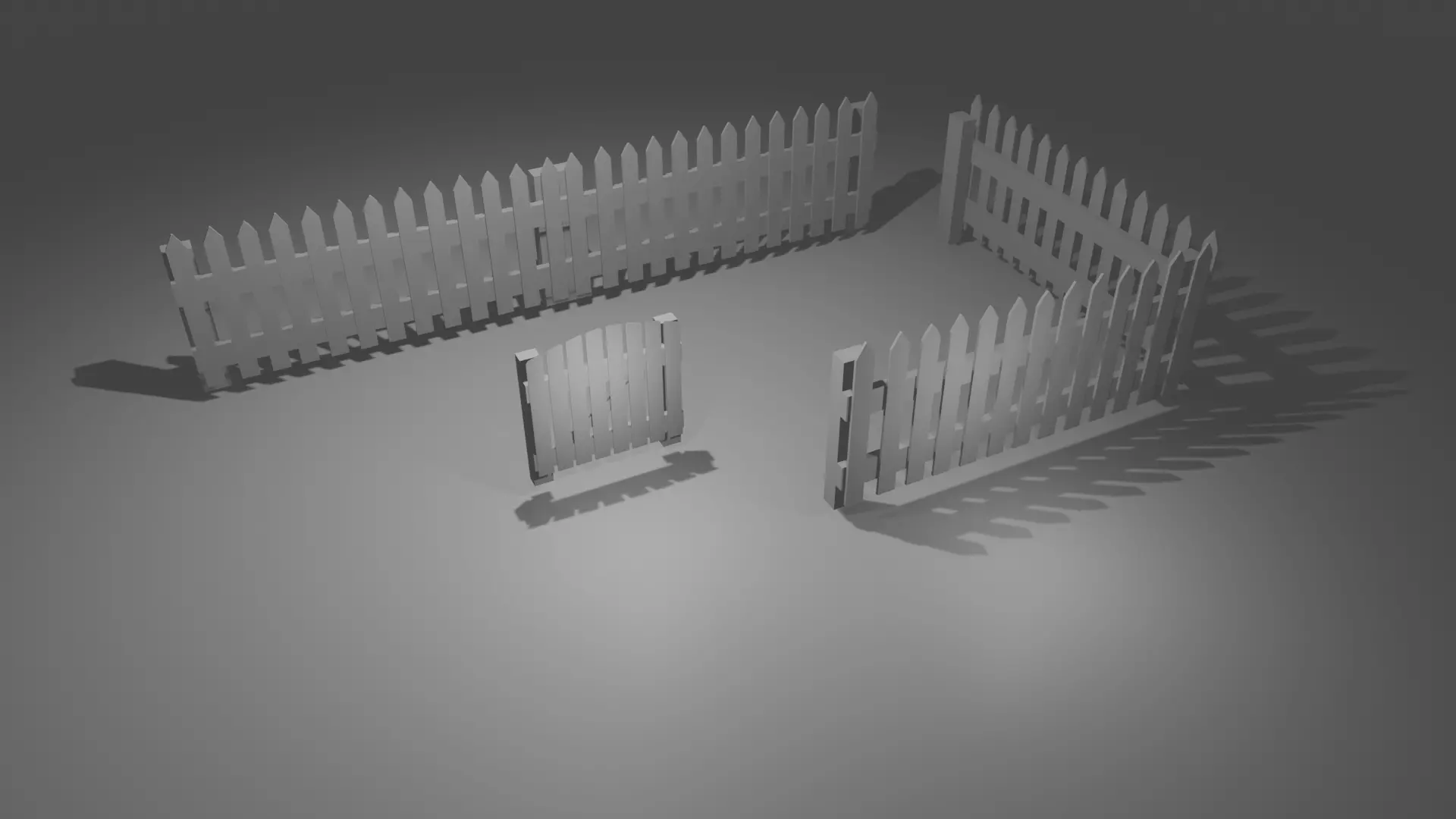 Wood fence lowpoly  Low-poly 3D model_0