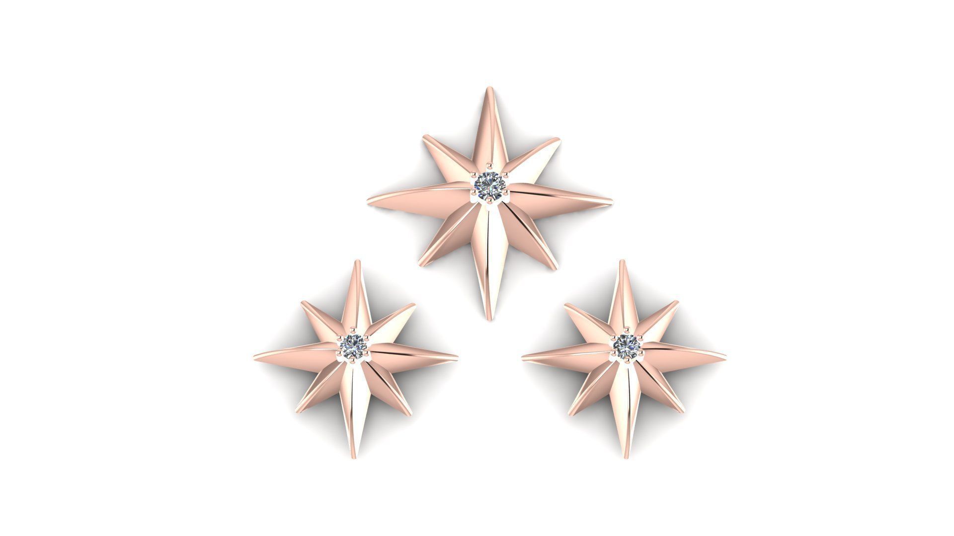 Star Pendant set with Diamond 3d Model 3D print model_2