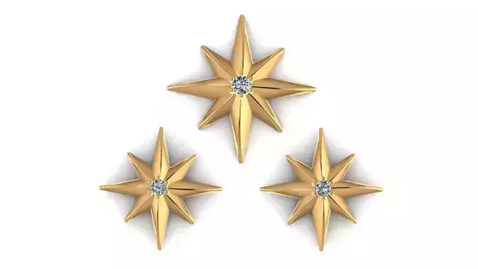 Star Pendant set with Diamond 3d Model 3D print model