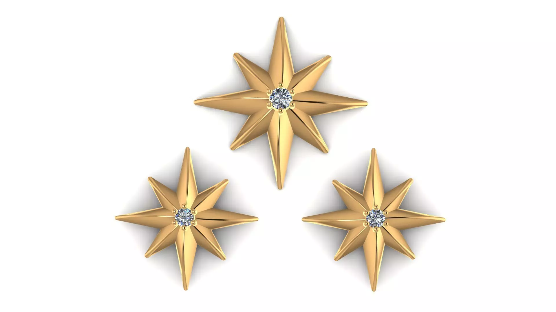 Star Pendant set with Diamond 3d Model 3D print model_0