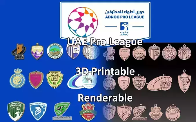 The UAE Pro League all teams printable and renderable 3D print model