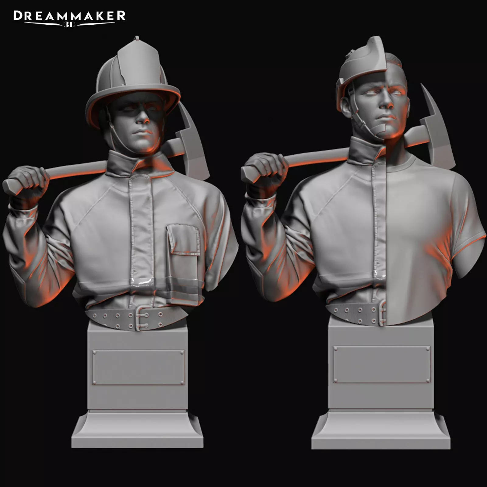 Hybrid fireman bust 3D print model_0
