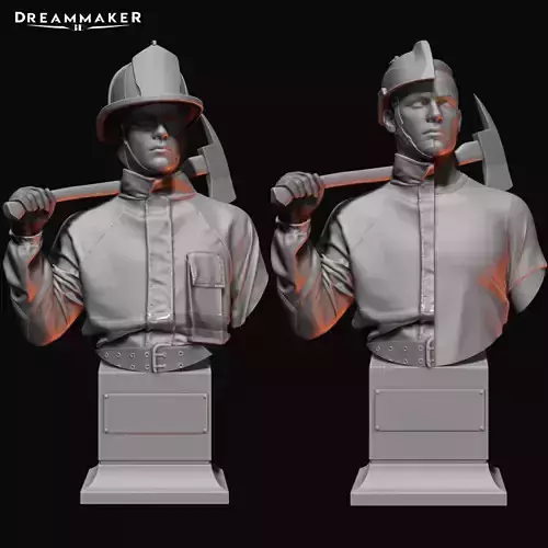 Hybrid fireman bust 3D print model