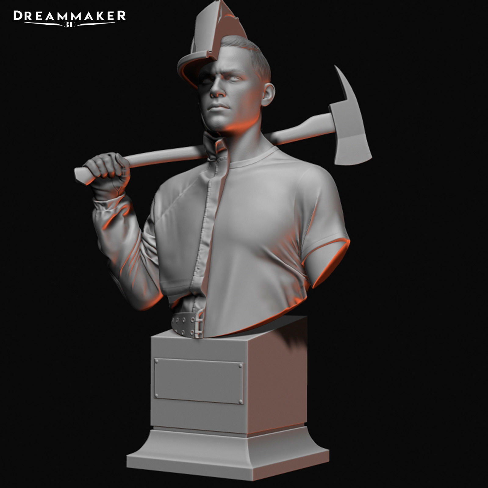 Hybrid fireman bust 3D print model_8