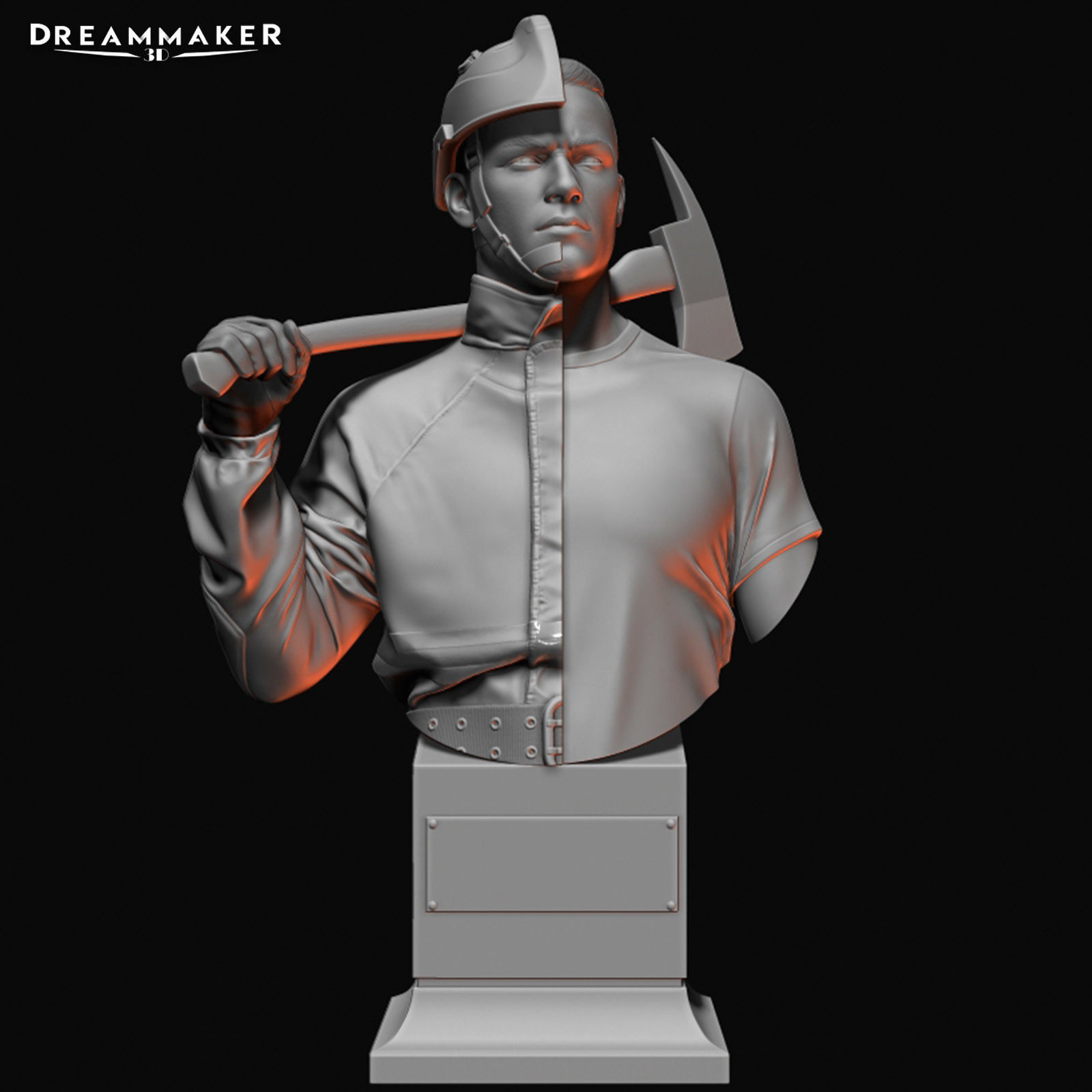 Hybrid fireman bust 3D print model_11