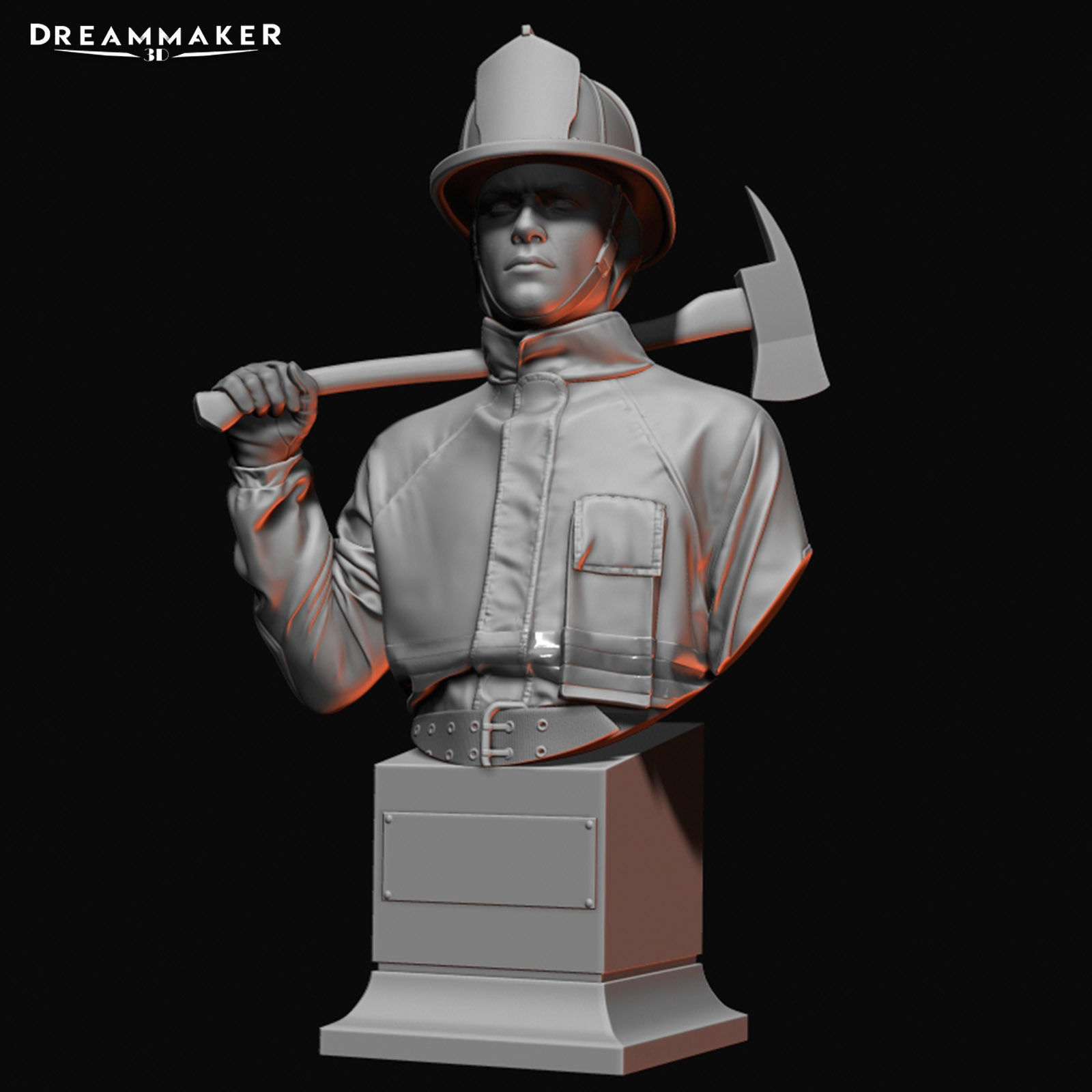Hybrid fireman bust 3D print model_5