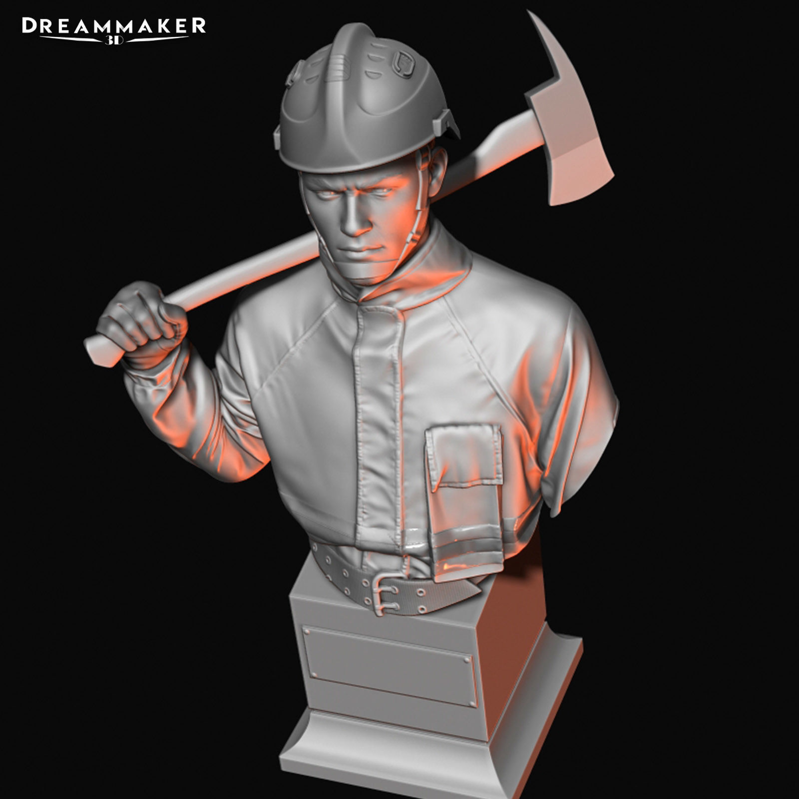 Hybrid fireman bust 3D print model_4