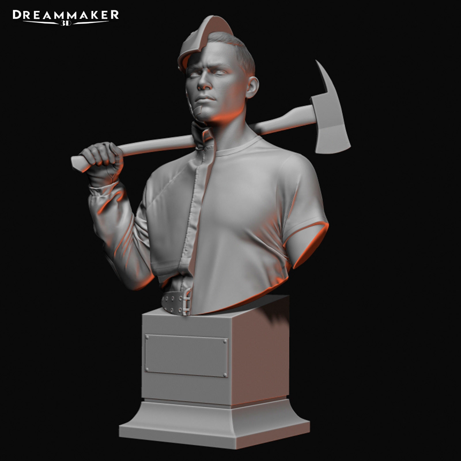 Hybrid fireman bust 3D print model_7