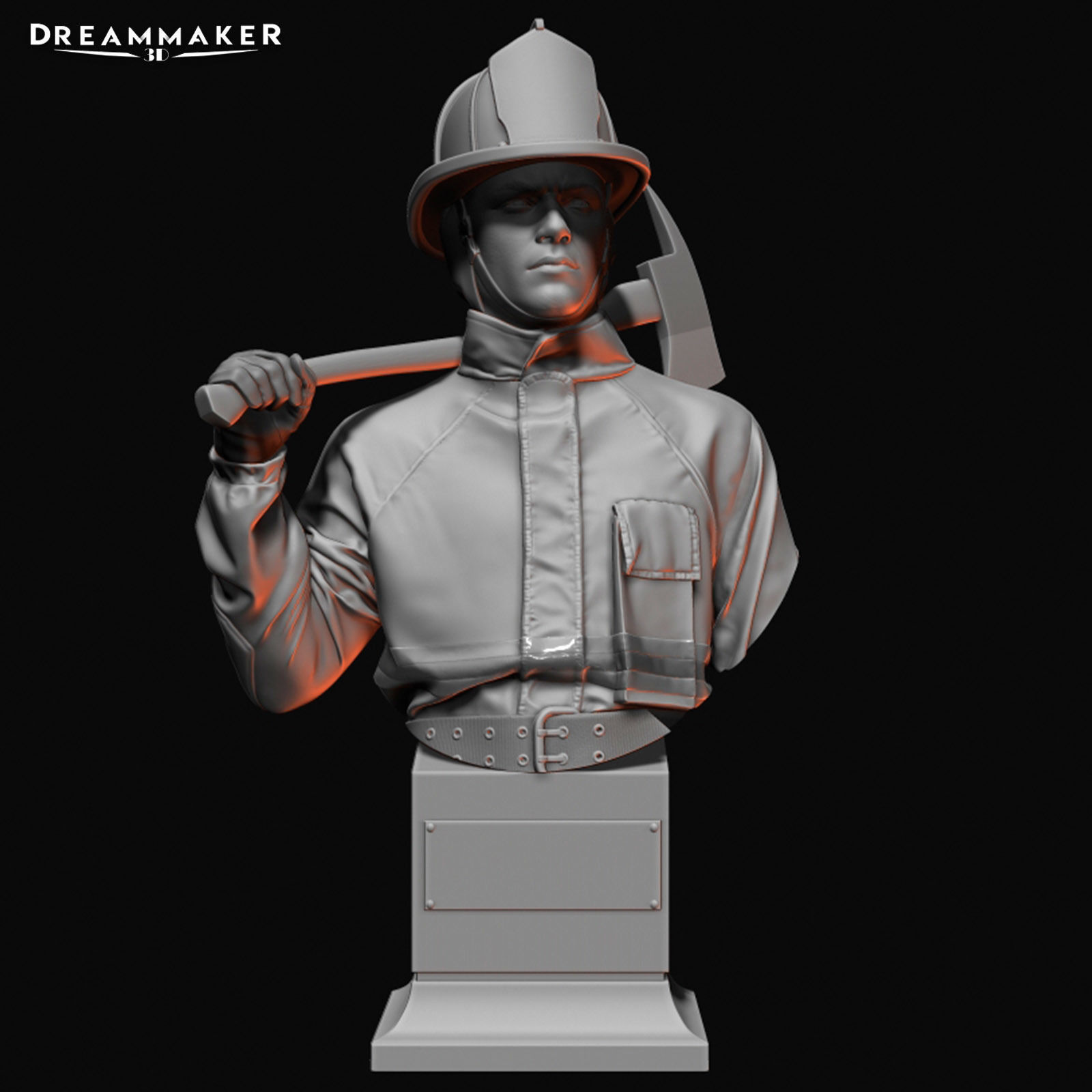 Hybrid fireman bust 3D print model_2