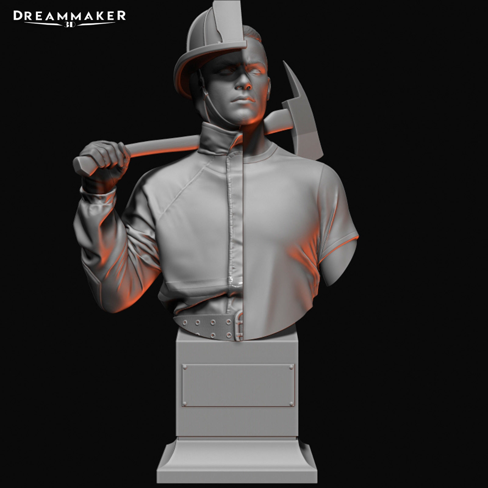 Hybrid fireman bust 3D print model_10
