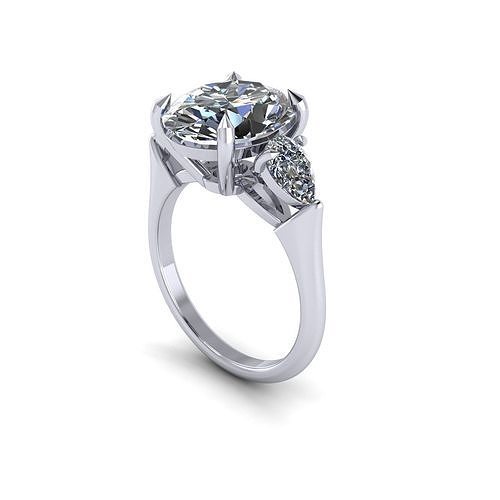 Three-stone Women Diamond Engagement Ring R116 3D print model