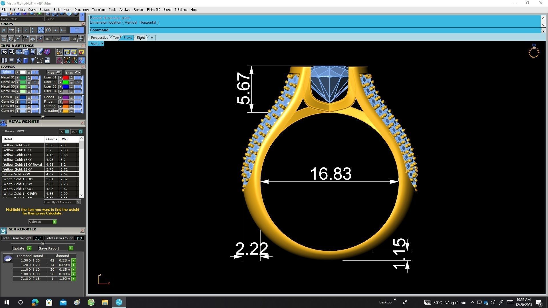 A7494 Fashion Diamond Women Ring 3D Model 3D print model_6