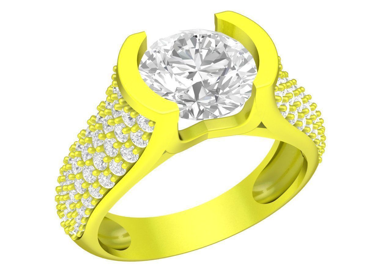 A7494 Fashion Diamond Women Ring 3D Model 3D print model_1