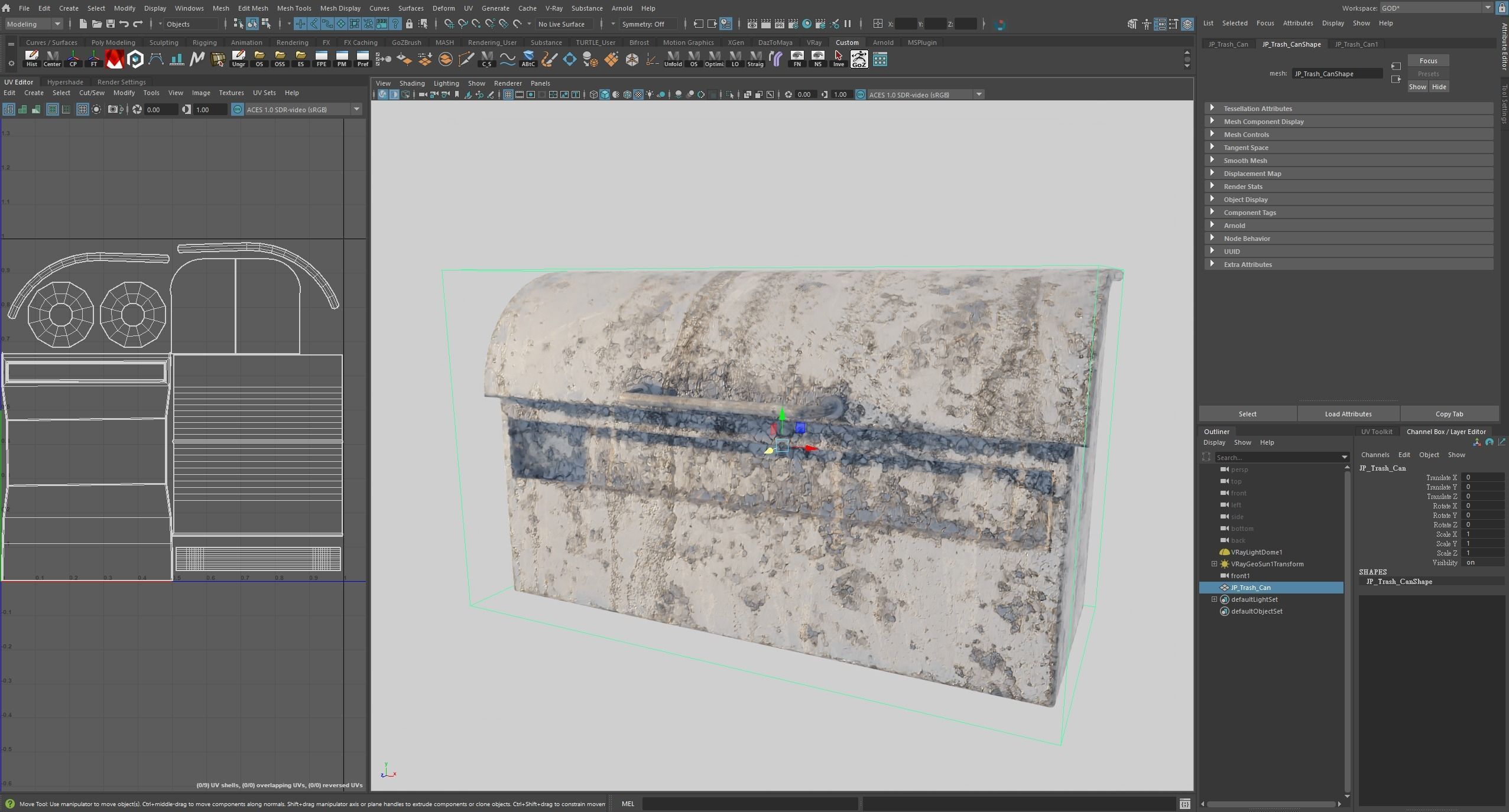 Japanese Rust Trash Can Low-poly 3D model_5