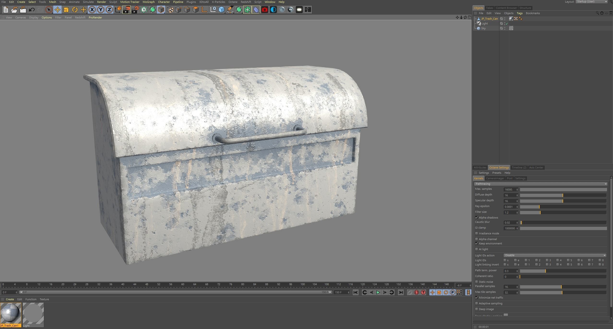 Japanese Rust Trash Can Low-poly 3D model_4