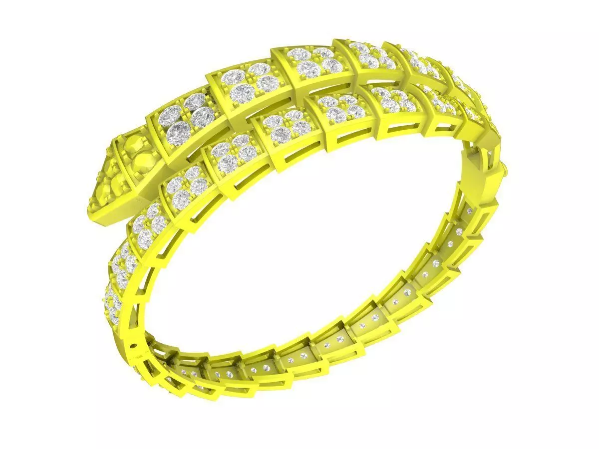 A7517 Luxury Snake Diamond Women Bangle Bracelets 3D Model 3D print model