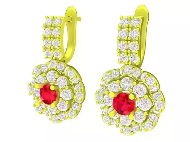 5868 luxury korean style flower diamond women earrings