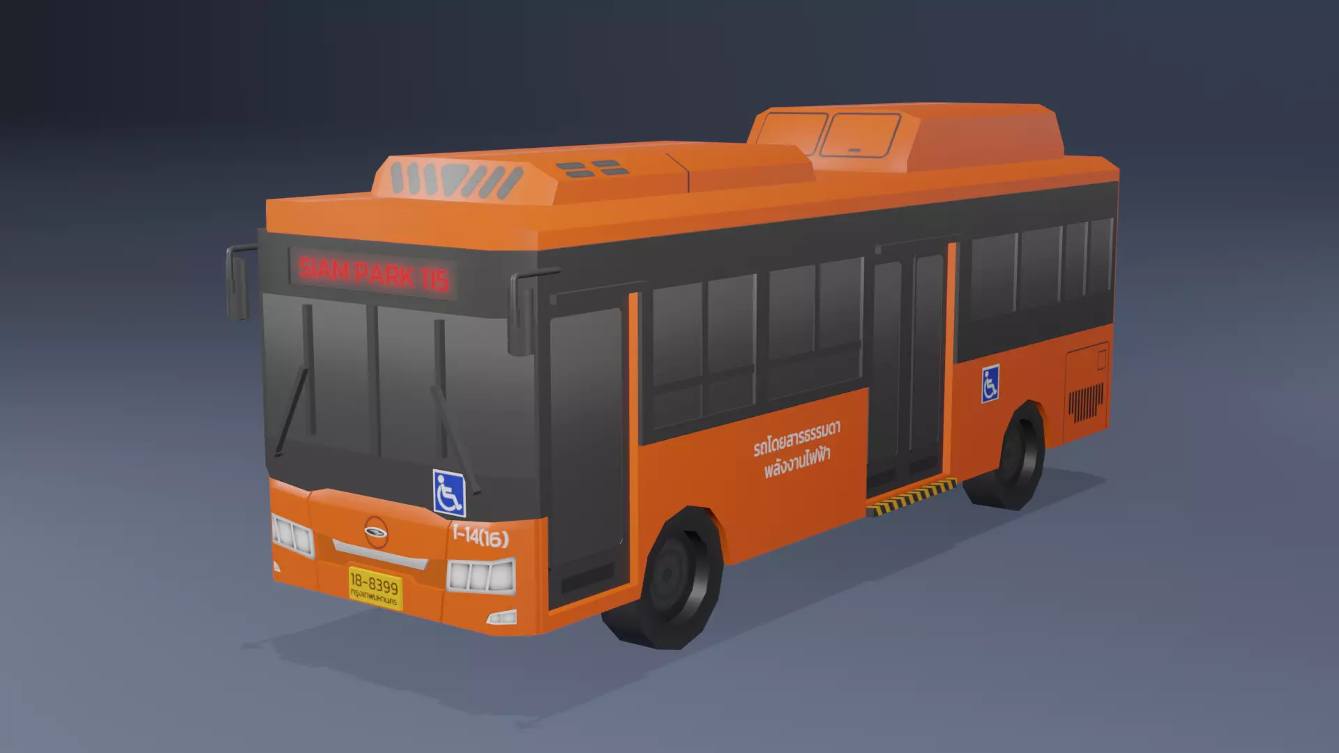 NEX-MINEBUS Orange Thai bus Low poly Low-poly 3D model