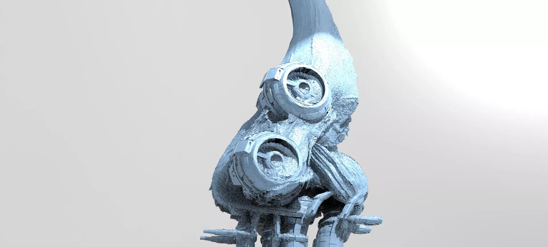 asteroid moon base exhaust funnels 3D model_0