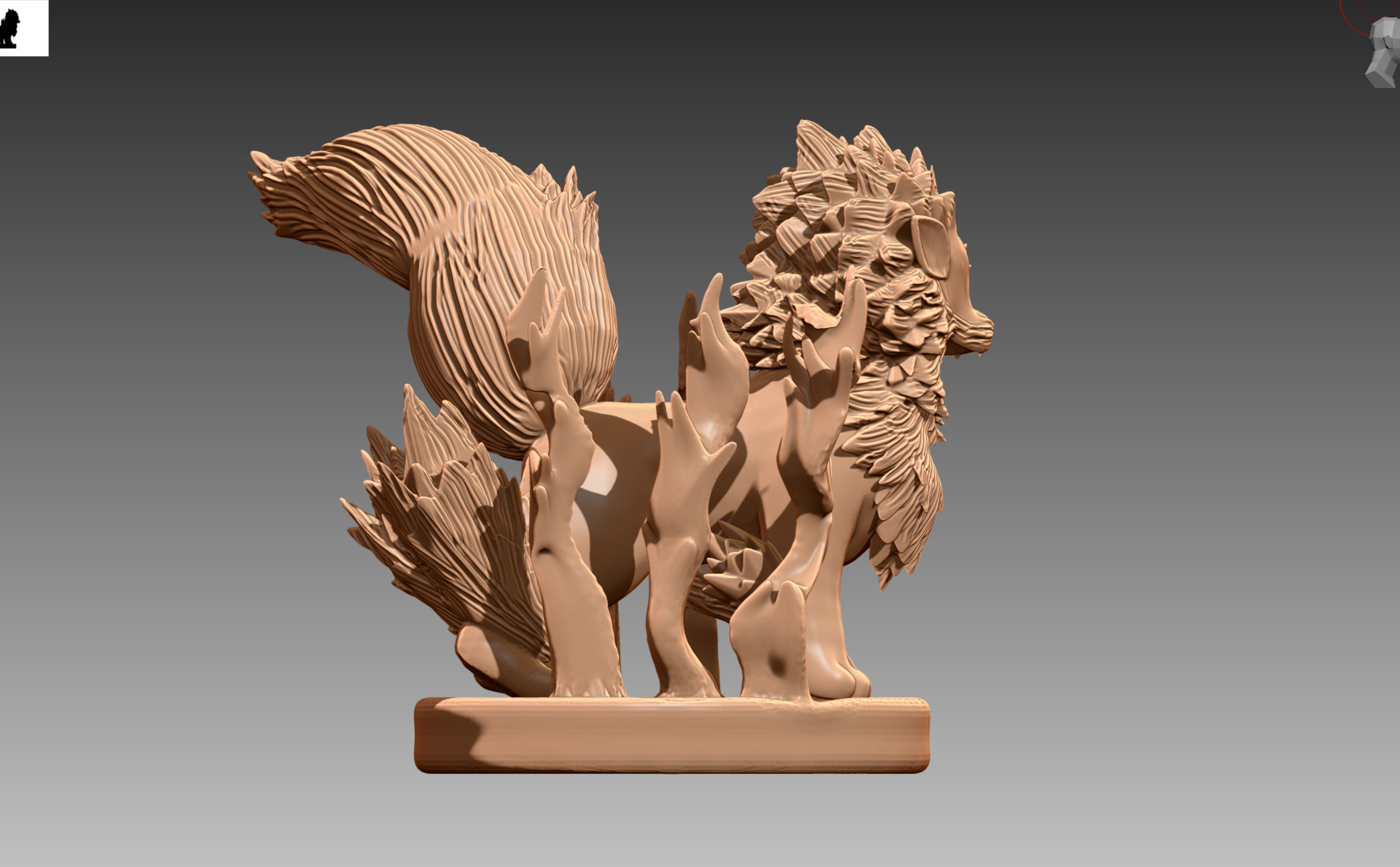 Arcanine growling Pokemon OBJ STL 3D print model_7