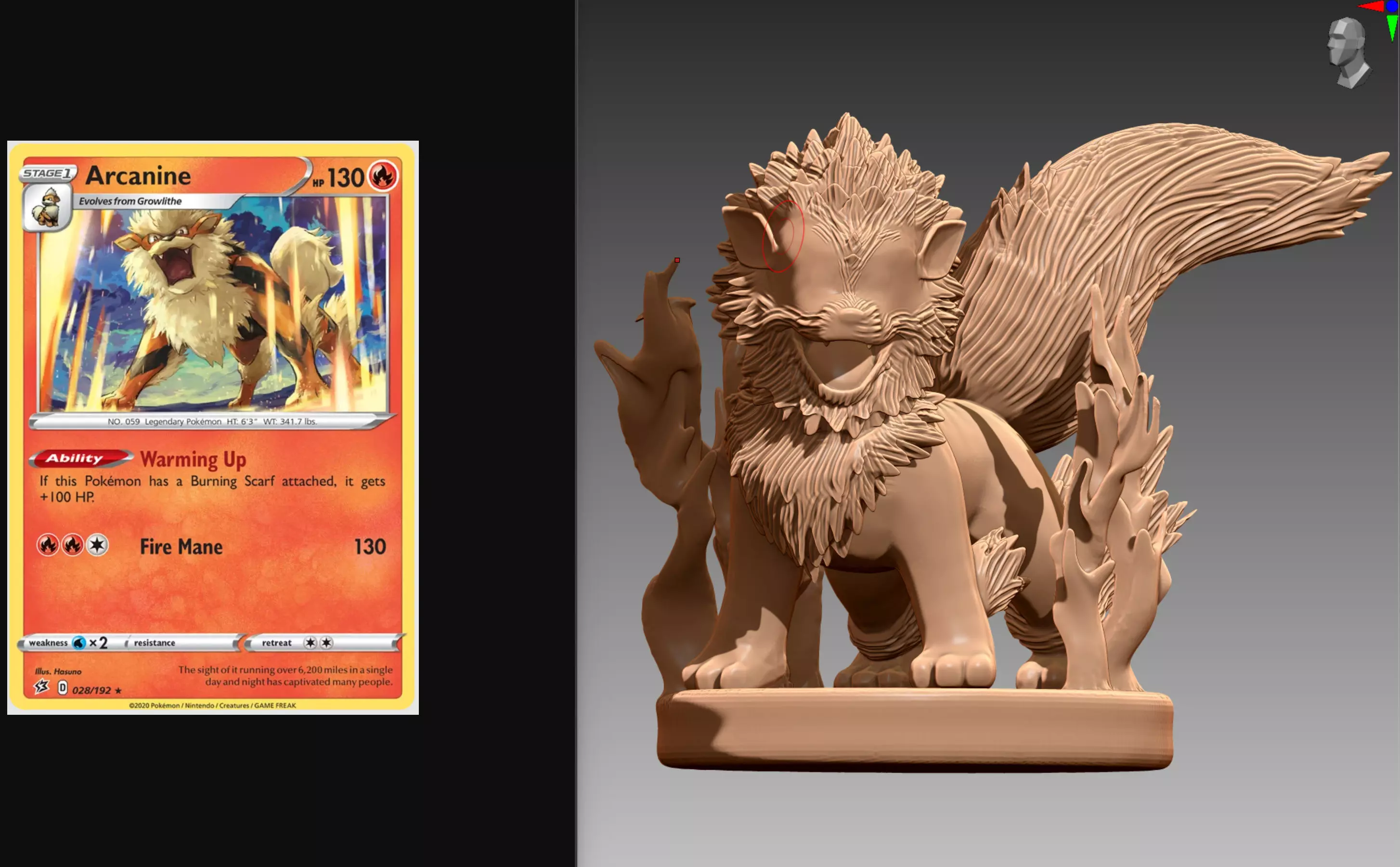 Arcanine growling Pokemon OBJ STL 3D print model_0