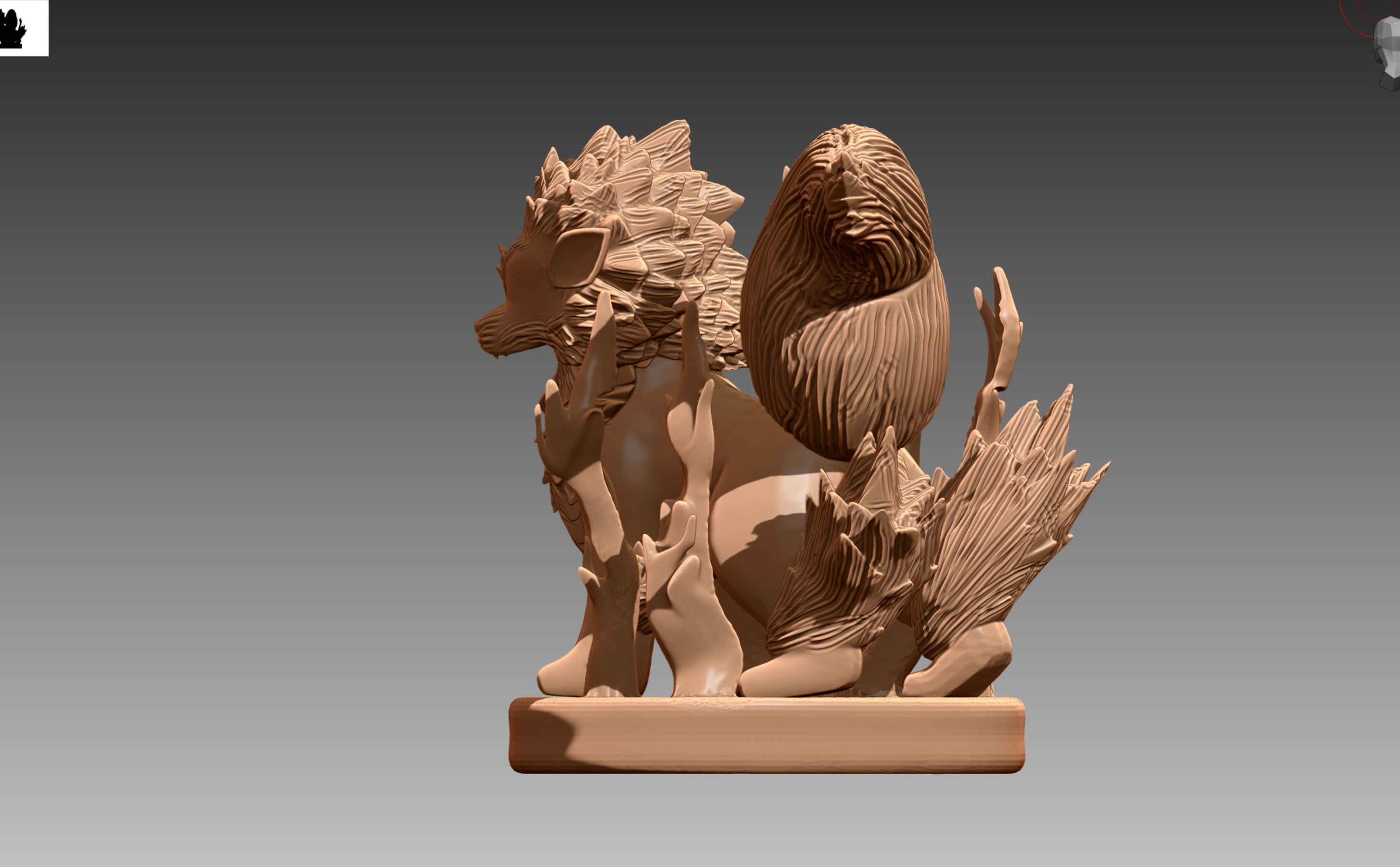 Arcanine growling Pokemon OBJ STL 3D print model_4