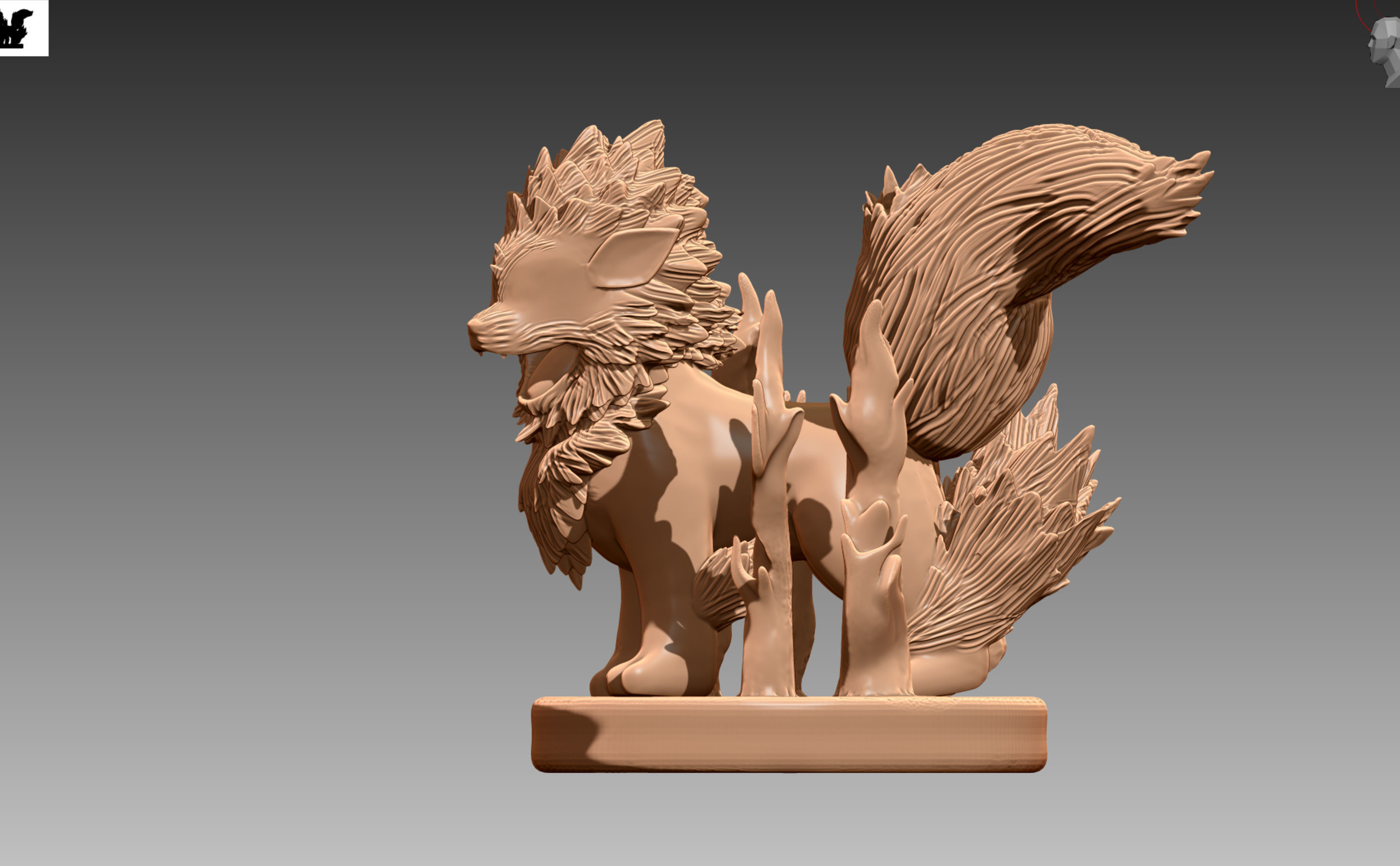 Arcanine growling Pokemon OBJ STL 3D print model_3